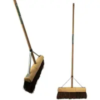 Synx Tools Wegenbouwbezem 45 cm - Straatbezem / Stadsbezem - Harde natuurvezels - veger - Bezems buitenbezem - Steel 150cm