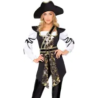 Leg avenue - Buccaneer Babe Tunic Kostuum - S - Zwart/Goudkleurig