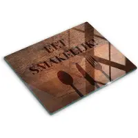 Wallfluent Glazen Snijplanken - Motief: Eet smakelijk! Snijplanken Glas - 40 cm x 52 cm - Bruin Snijplanken van Glas - Glazen Snijplank - Hygiënische Snijplank van Glas - Antislip Hakplank van Glas