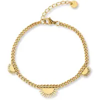 Marama - Armband Livia Goud - dames armband - stainless steel - gold plated - nikkelvrij - karabijnhaak sluiting - 3 zonnetjes - kleine schakel