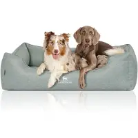Knuffelwuff orthopedisch hondenbed Luisa van velours met fijn handgeweven karakter Sunshine Edition XXL 120 x 85cm petroleumkleurig