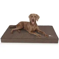 Knuffelwuff orthopedische hondenmat Palomino van met laser doorstikt kunstleer XL 100 x 70 cm bruin