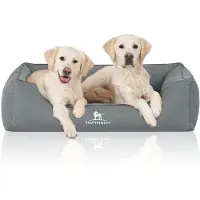 Knuffelwuff orthopedisch waterafstotend hondenbed Leon van velours met handgeweven karakter XL 105 x 75cm petroleumkleurig