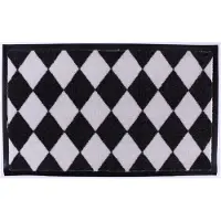 Lafinesse Deurmat zwart wit 75 x 45 cm. 100 % nylon . Met PVC-rug DK