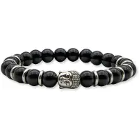 Marama - Buddha Armband Onyx - damesarmband - Onyx edelsteen - kalmerende eigenschappen - zwart - zilver - buddha bedel - elastisch