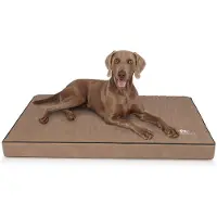 Knuffelwuff orthopedische hondenmat Palomino van met laser doorstikt kunstleer XXXL 135 x 90 cm camel