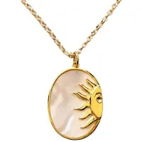 Marama - ketting Sun Oval Goud - damesketting - met hanger - zon - verstelbaar - collier - cadeau dames - stainless steel met goud plating