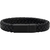 Marama - Herenarmband Olaf Zwart - Sluiting Metaal Zwart - The Nordic Collection - RVS - leer - schuifsluiting - robuuste armband mannen - luxe geschenkverpakking