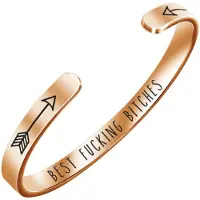 Marama - armband rosè goud - best fucking bitches - gegraveerd - bangle - RVS - licht buigbaar - vriendschap - damesarmband