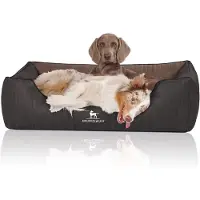 Knuffelwuff orthopedisch hondenbed Outback van laser-gewatteerd kunstleer XXL 120 x 85cm zwart/bruin