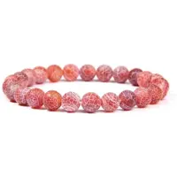 Marama - armband frosted rood agaat - minimalistische armband - elastisch - matte kralen - damesarmband - edelsteen