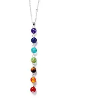 Marama - ketting 7 Chakra's - edelsteen Jaspis - luxe geschenkzakje - yoga - spirituele ketting - met hanger - damesketting