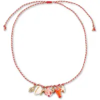 Marama - Ketting Summer Rood - gevlochten katoen - verstelbaar - zomer - strand - hangers - met hangers - handgemaakt - schelpen - zeester