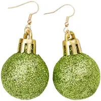 Marama - Oorbellen Kerstbal Groen-Glitter - Lichtgewicht