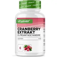 Vit4ever Cranberry extract + vitamine C – 365 capsules – 25:1 extract, overeenkomend met 25.000 mg – 6% proanthocyanidinen – hooggedoseerd, zonder ongewenste toevoegingen, vegan -