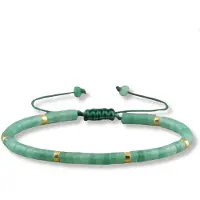 Marama - Herenarmband Aventurine - armband mannen - edelsteen aventurine - verstelbaar - schuifsluiting - groen - gouden details