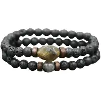 Marama - armbanden set Venice Lavastone - set van 2 - edelsteen - herenarmband