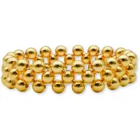 Marama - Armband Lizzy Goud Kralen 6 mm - gold plated - elastisch - stainless steel - cadeau dames - luxe damesarmband