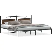 vidaXL Bedframe zonder matras 193x201 cm spaanplaat bruin eikenkleurig