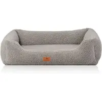 Knuffelwuff orthopedisch hondenbed Wollekopp van knuffelzacht teddymateriaal M-L 85 x 63cm Grijs