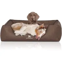 Knuffelwuff Orthopedisch hondenbed Chesapeake van laser-gewatteerd gemarmerd kunstleer XXL 120 x 85cm Bruin