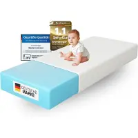 Arensberger kindermatras, babymatras Nora | 60cm x 120cm x 12cm | Wasbaar & afritsbare hoes | Puntelastisch gelschuim | Jeugdmatras, allergievriendelijke premium hoes - baby matras 70x140 cm