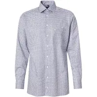 Olymp Overhemd navy / chocoladebruin / wit