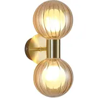 Searchlight Wandlamp Lumisphere, dimbaar, messing / goud, Badkamer, Glas, Wandlamp