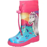 Beck Regenlaarzen 'Sunrise' blauw / geel / pink / wit
