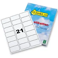 123inkt universele etiketten A4 63,5 x 38,1 mm wit (2.100 etiketten) FSC Mix Credit