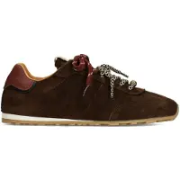 Manfield Bruine suède sneakers met dubbele vetersluiting | Maat 38