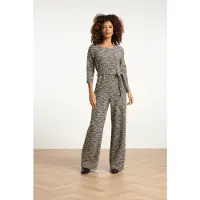 Smashed Lemon Jumpsuit met wijde pijpen en tweedlook stof zwart en wit |