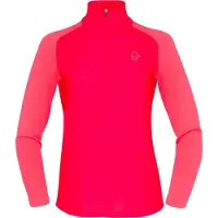 Norrøna - Dames wandel- en bergkleding - Femund PureUll Zip Neck W Watermelon voor Dames - Maat M - Roze
