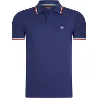 Cappuccino Italia Polo Korte Mouw Polo Applicatie Pique Blauw