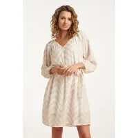 Smashed Lemon 25014 zachtevloeiende 3/4 mouw jurk met zigzag print |