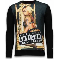Local Fanatic Parental advisory digital rhinestone sweater