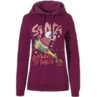 Apollo Dames kersttrui met capuchon santa is coming to town hoodie kerst print