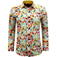 Gentile Bellini Strijkvrijlange mouwen slim fit met geel