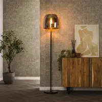 Present Time vloerlamp 1l drift glass smoke grey glas