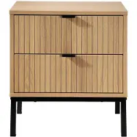CALICOSY Nachtkastje 2 laden geribbeld houten b45 x h51 cm