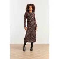 Smashed Lemon Mesh midi jurk met cheetahprint in bruin en zwart |