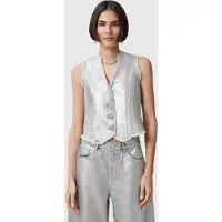 AllSaints Andrea Waistcoat Metallic Silver Maat: 2 | Gilets Outlet | Dames | Grijs