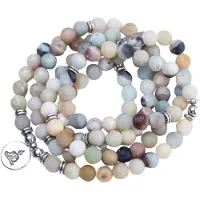 Marama - Mala armband Buddha Amazoniet - ketting - edelsteen - elastisch - blauw - bruin