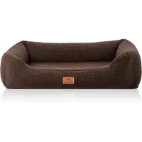 Knuffelwuff orthopedisch hondenbed Wollekopp van knuffelzacht teddymateriaal XXL 120 x 85cm Bruin