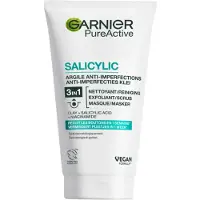 Garnier PureActive 3-in-1 Reiniging Scrub Masker met Klei Argile & Niacinamide - Tegen puistjes en onzuiverheden - 2 x 150ml - Voordeelverpakking