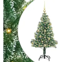 vidaXL - Kunstkerstboom - Sneeuw - Gevlokt - met - LED - Licht - Groen - en - Wit - 120 - cm
