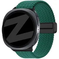 Bandz Magnetisch gevlochten nylon bandje geschikt voor Samsung Galaxy Watch 8 (40mm, 44mm) en Galaxy Watch 8 Classic (46mm) – ademend en stijlvol gevlochten nylon bandje (Groen)