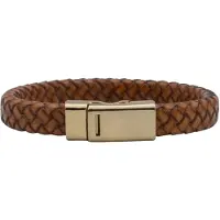 Marama - Herenarmband Viktor Bruin - Sluiting Metaal Goud - The Nordic Collection - RVS - leer - magneetsluiting - robuuste armband mannen - luxe geschenkverpakking