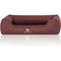 Knuffelwuff orthopedisch waterafstotend hondenbed Leon van velours met handgeweven karakter oversized XXXL 155 x 105cm rood
