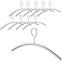 Sotech 10 stuks design kledinghangers roestvrij staal SS201 met antislipringen (oog 360 graden draaibaar, ronde buis massief Ø 12 mm x 433 mm, geborsteld) gesloten overhemdhanger - diefstalbeveiliging